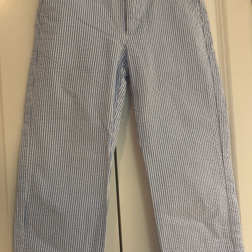 Janie and Jack Light Blue and White Seersucker Pants